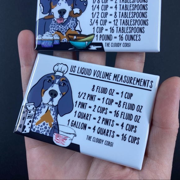 Blue tick Coonhound Dog Measuring Chart Magnet Set Cooking Baking Guide - Picture 4 of 5